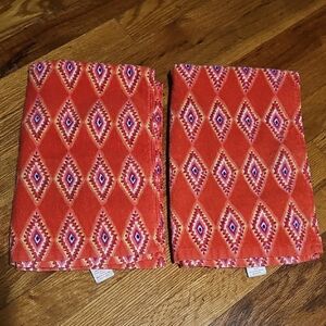 Set Of 2 Opalhouse Orange Diamond Patterned Kitchen Bath Hand Towels